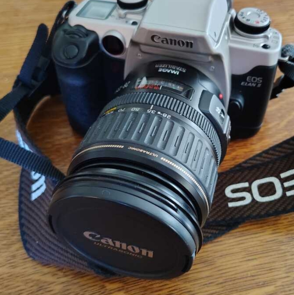 Canon Set EOS Elan II Camera, Lens, Case, Flash, Manual, and Film